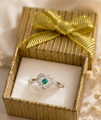 Anillo Esmeralda Brillo Clásico